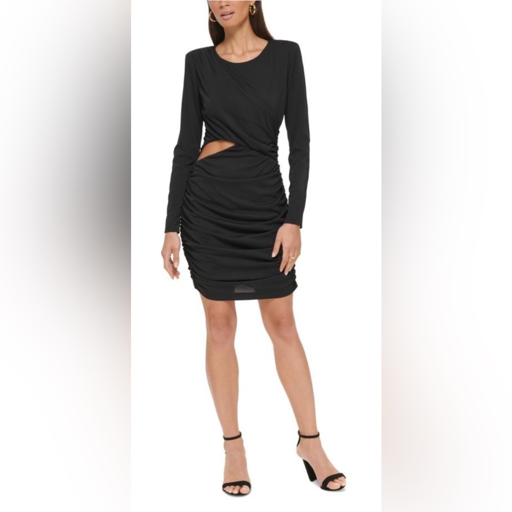 GUESS Elegant Black Ruched Dress